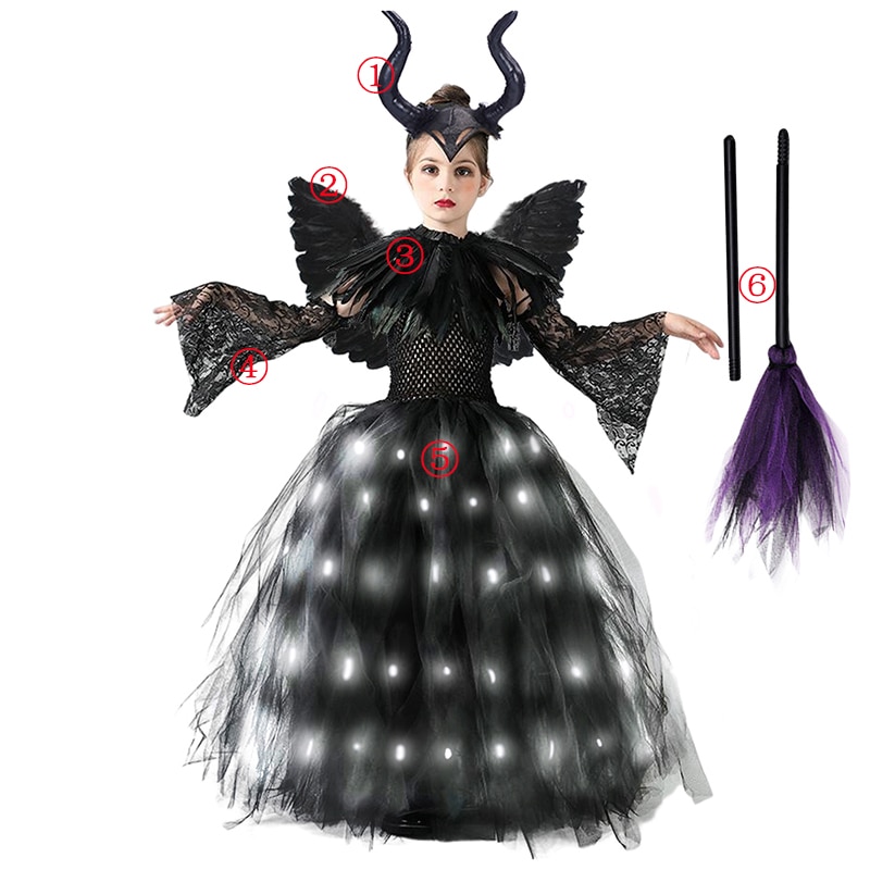 Halloween Maléfique Maléfique Evil Queen Cosplay Costume Set Femmes Fête  Carnaval Mascarade Fancy Dress Up Tenues Cadeau d’anniversaire