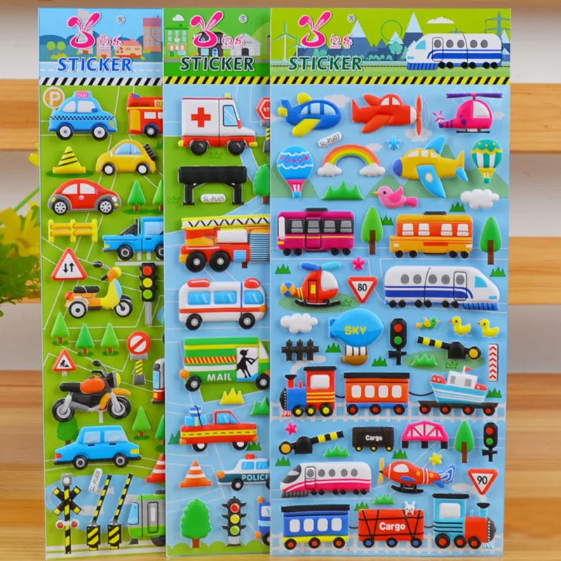 CIYODO 8 Sheets Stickers for Kids Kid 3D Stickers Bubble Stickers Child  Cartoon