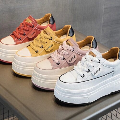 Cow Suede High Heels Sneakers